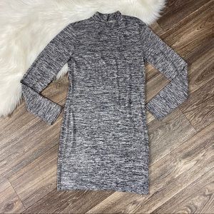 Free Press Gray Mock Neck Long Sleeve Shift Dress